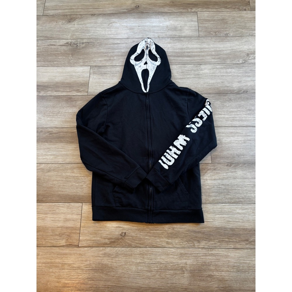 Ghost Face Scream Full Zip Mask Hoodie Black Bioworld Mens Medium Guess Who